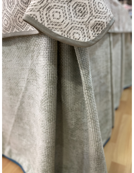 Ropa de Mesa Camilla Tejido Rústico Terciopelo Elegante Extragrueso color Verde Pastel (incluye tapete)