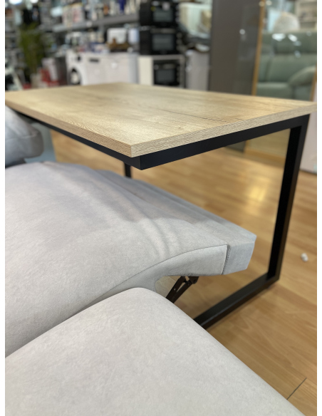 Mesa Camilla Rectangular de Forja Relax - Color Negro - Encimera de Madera con Vetas Negras