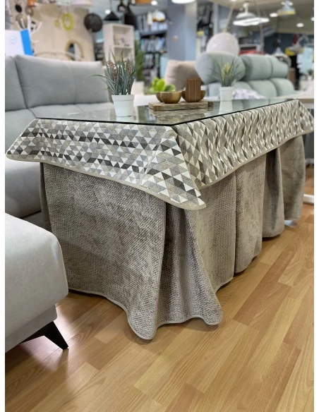 Conjunto Completo Tejido Rústico Terciopelo Elegante Extragrueso color Beige Topo