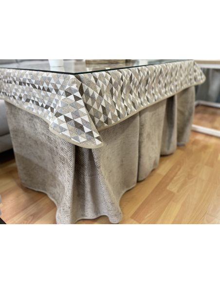 Conjunto Completo Tejido Rústico Terciopelo Elegante Extragrueso color Beige Topo