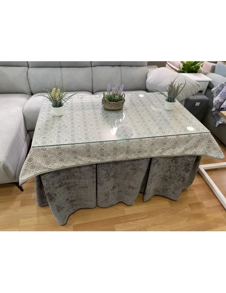 Conjunto Completo Tejido Rústico Terciopelo Elegante Extragrueso color Gris