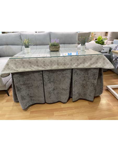 Conjunto Completo Tejido Rústico Terciopelo Elegante Extragrueso color Gris