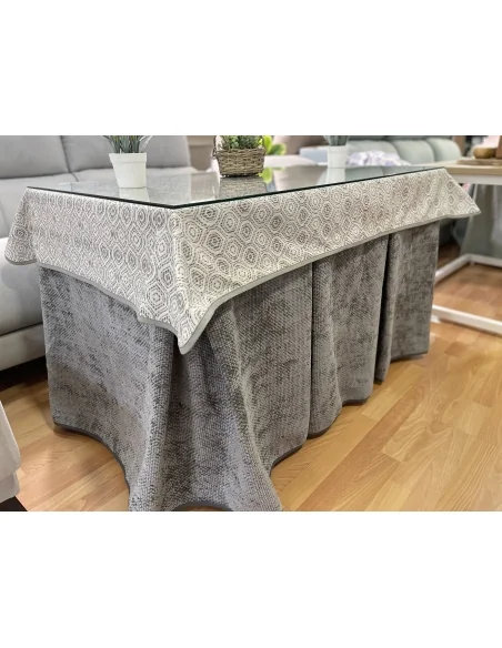 Conjunto Completo Tejido Rústico Terciopelo Elegante Extragrueso color Gris