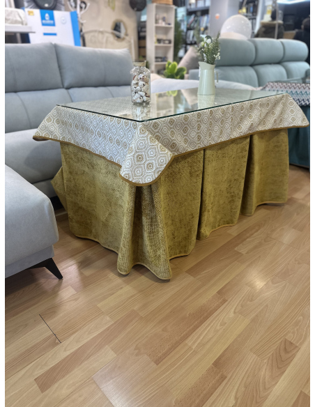 Conjunto Completo Tejido Rústico Terciopelo Elegante Extragrueso color Mostaza