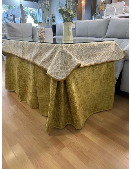 Conjunto Completo Tejido Rústico Terciopelo Elegante Extragrueso color Mostaza