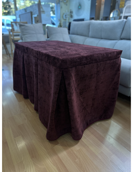 Ropa de Mesa Camilla Tejido Rústico Terciopelo Elegante Extragrueso color Vino (incluye tapete)