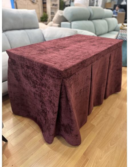 Ropa de Mesa Camilla Tejido Rústico Terciopelo Elegante Extragrueso color Vino (incluye tapete)