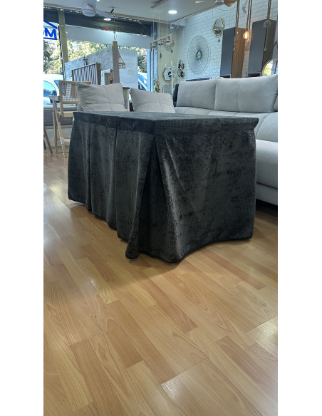 Ropa de Mesa Camilla Tejido Rústico Terciopelo Elegante Extragrueso color Negro (incluye tapete)