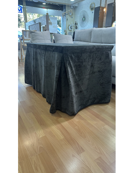 Ropa de Mesa Camilla Tejido Rústico Terciopelo Elegante Extragrueso color Negro (incluye tapete)