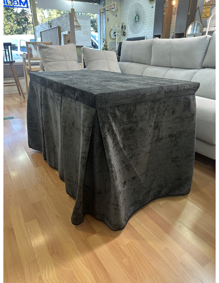 Ropa de Mesa Camilla Tejido Rústico Terciopelo Elegante Extragrueso color Negro (incluye tapete)