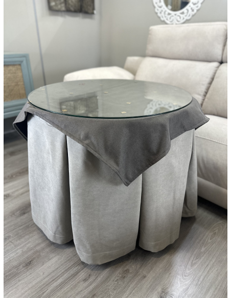 Ropa redonda mesa camilla Antimanchas color Beige/ Tapete Café