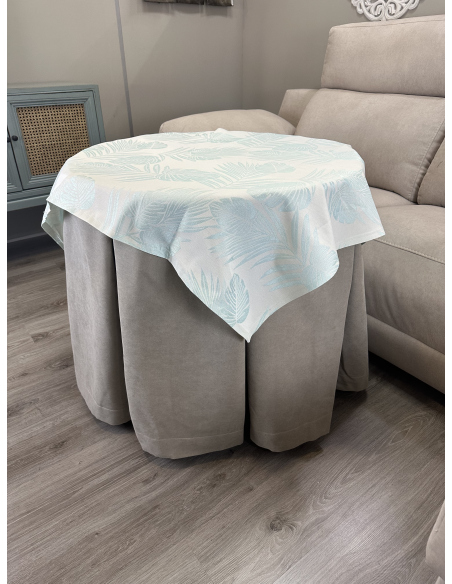 Ropa redonda mesa camilla Antimanchas color Beige/ Tapete Palmera Verde