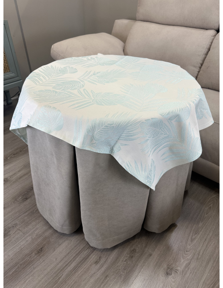 Ropa redonda mesa camilla Antimanchas color Beige/ Tapete Palmera Verde