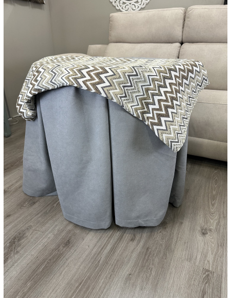 Ropa redonda mesa camilla Antimanchas color Gris / Tapete Hueso