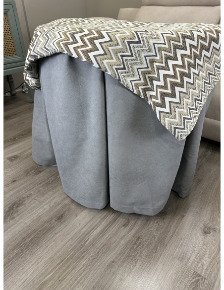 Ropa redonda mesa camilla Antimanchas color Gris / Tapete Hueso
