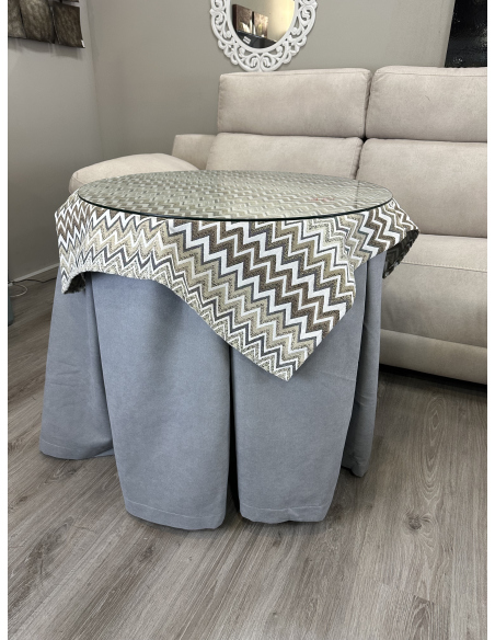 Ropa redonda mesa camilla Antimanchas color Gris / Tapete Hueso
