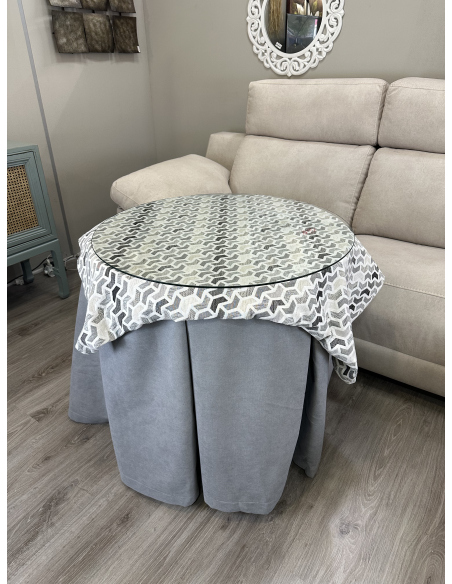 Ropa redonda mesa camilla Antimanchas color Gris / Tapete Prisma