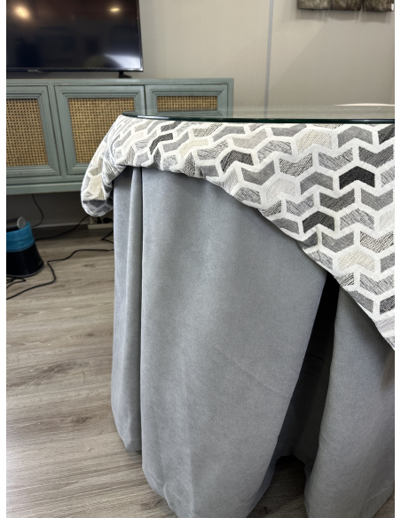 Ropa redonda mesa camilla Antimanchas color Gris / Tapete Prisma