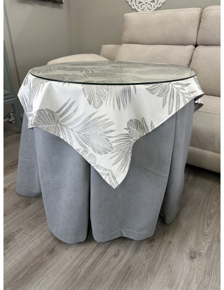 Ropa redonda mesa camilla Antimanchas color Gris / Tapete Palmera Gris