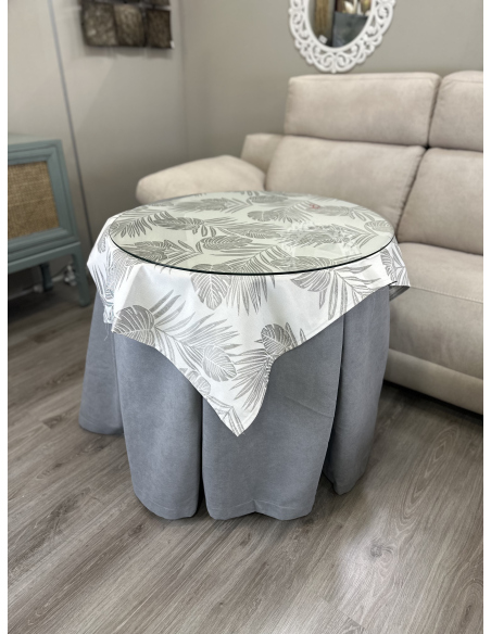 Ropa redonda mesa camilla Antimanchas color Gris / Tapete Palmera Gris