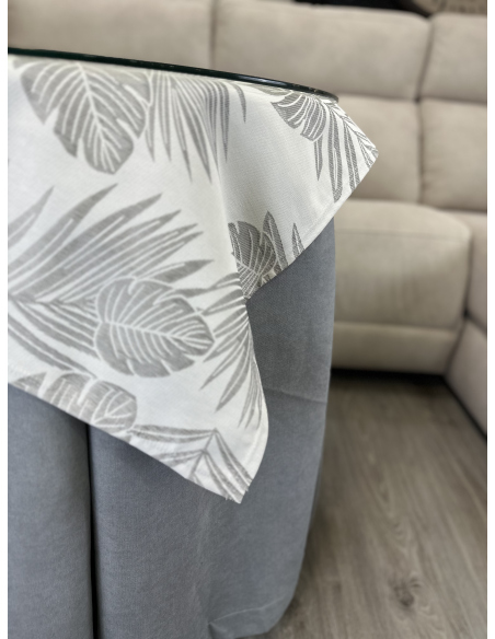 Ropa redonda mesa camilla Antimanchas color Gris / Tapete Palmera Gris