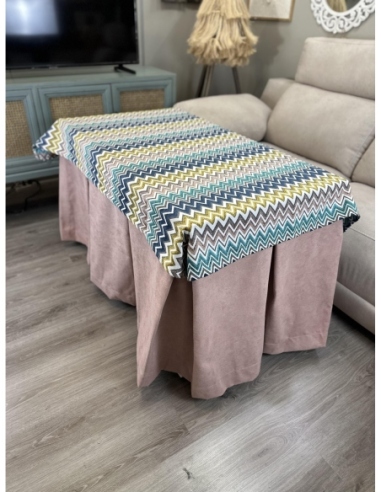 Ropa de Mesa Camilla Antimanchas Aterciopelada Triple Grueso Reforzada 10 pliegues Rosa con Tapete Mar