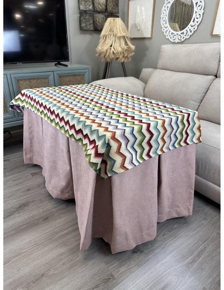 Ropa de Mesa Camilla Antimanchas Aterciopelada Triple Grueso Reforzada 10 pliegues Rosa con Tapete Libélula