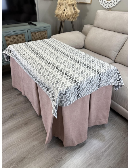 Ropa de Mesa Camilla Antimanchas Aterciopelada Triple Grueso Reforzada 10 pliegues Rosa con Tapete Covap Prisma