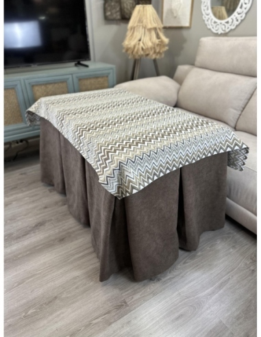 Ropa de Mesa Camilla Antimanchas Aterciopelada Triple Grueso Reforzada 10 pliegues Marrón con Tapete Tierra