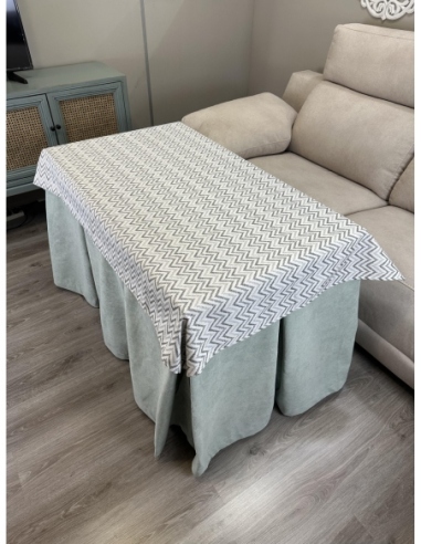 Ropa de Mesa Camilla Antimanchas Aterciopelada Triple Grueso Reforzada 10 pliegues Kumar Agua con Tapete Torino Gris
