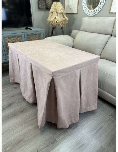 Ropa de Mesa Camilla Antimanchas Aterciopelada Triple Grueso Reforzada 10 pliegues profundos Rosa