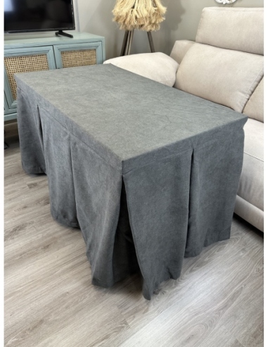 Ropa de Mesa Camilla Antimanchas Aterciopelada Triple Grueso Reforzada 10 pliegues profundos Gris