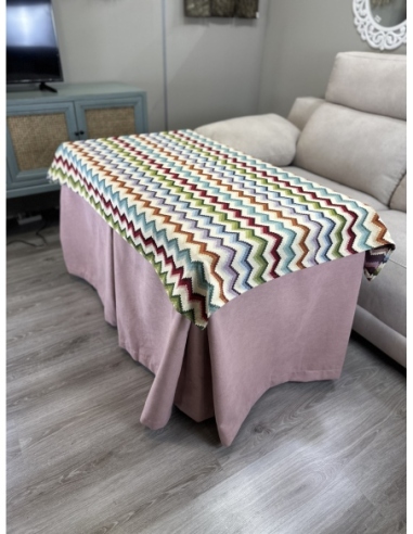 Ropa de Mesa de Camilla Antimanchas Aterciopelada Triple Grueso Nature Rosa con Tapete Deluxe Libélula