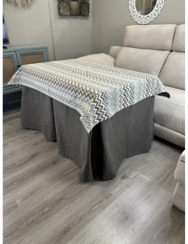 Ropa de Mesa de Camilla Antimanchas Aterciopelada Triple Grueso Nature Marrón con Tapete Deluxe Tierra
