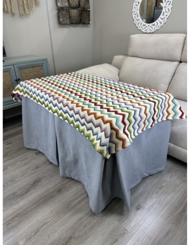 Ropa de Mesa de Camilla Antimanchas Aterciopelada Triple Grueso Nature Gris con Tapete Deluxe Libélula