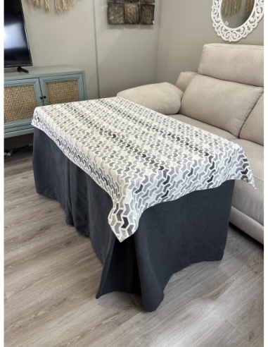 Ropa de Mesa de Camilla Antimanchas Aterciopelada Triple Grueso Marengo con Tapete Deluxe Covap Gris