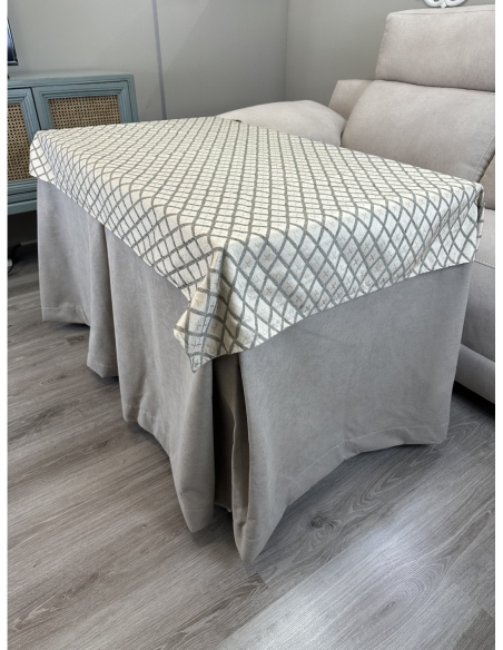 Ropa de Mesa de Camilla Antimanchas Aterciopelada Triple Grueso Gris Perla con Tapete Deluxe Miranda