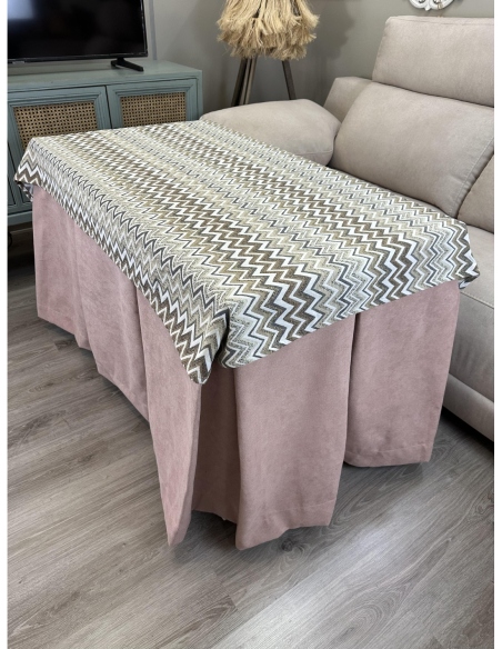 Ropa de Mesa Camilla Antimanchas Aterciopelada Triple Grueso Reforzada 10 pliegues Rosa con Tapete Tierra