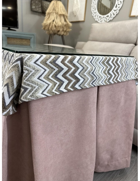 Ropa de Mesa Camilla Antimanchas Aterciopelada Triple Grueso Reforzada 10 pliegues Rosa con Tapete Tierra