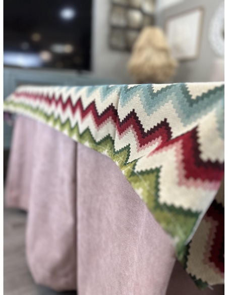 Ropa de Mesa Camilla Antimanchas Aterciopelada Triple Grueso Reforzada 10 pliegues Rosa con Tapete Libélula