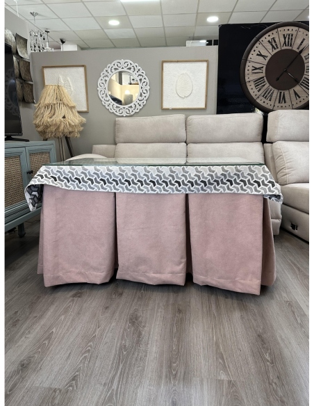 Ropa de Mesa Camilla Antimanchas Aterciopelada Triple Grueso Reforzada 10 pliegues Rosa con Tapete Covap Prisma