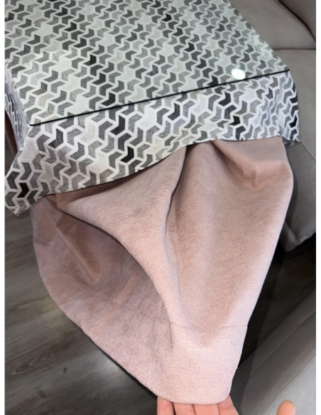 Ropa de Mesa Camilla Antimanchas Aterciopelada Triple Grueso Reforzada 10 pliegues Rosa con Tapete Covap Prisma