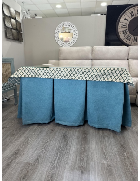 Ropa de Mesa Camilla Antimanchas Aterciopelada Triple Grueso Reforzada 10 pliegues Kumar Verde con Tapete Miranda