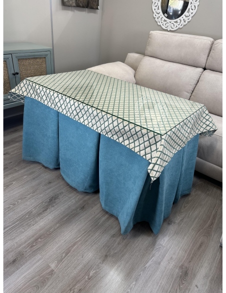 Ropa de Mesa Camilla Antimanchas Aterciopelada Triple Grueso Reforzada 10 pliegues Kumar Verde con Tapete Miranda