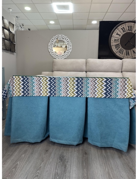 Ropa de Mesa Camilla Antimanchas Aterciopelada Triple Grueso Reforzada 10 pliegues Kumar Verde con Tapete Mar