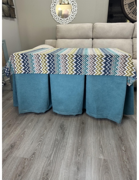 Ropa de Mesa Camilla Antimanchas Aterciopelada Triple Grueso Reforzada 10 pliegues Kumar Verde con Tapete Mar