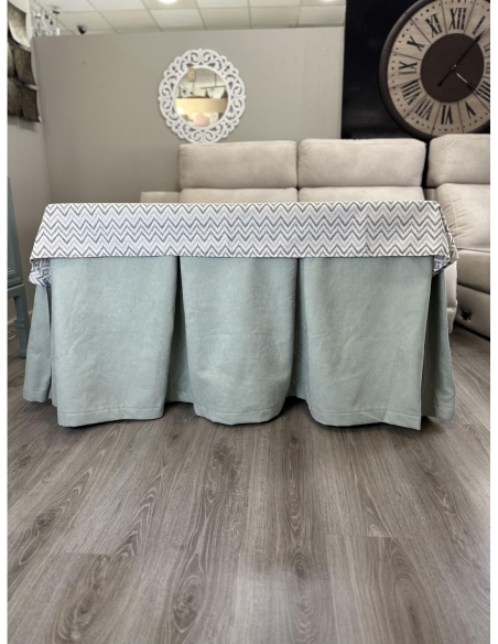 Ropa de Mesa Camilla Antimanchas Aterciopelada Triple Grueso Reforzada 10 pliegues Kumar Agua con Tapete Torino Gris