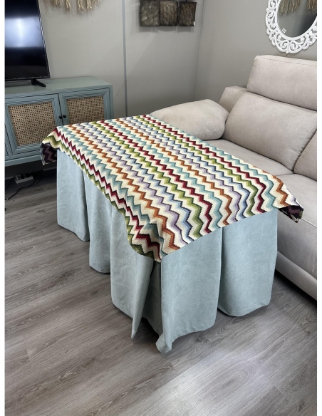 Ropa de Mesa Camilla Antimanchas Aterciopelada Triple Grueso Reforzada 10 pliegues Kumar Agua con Tapete Libélula