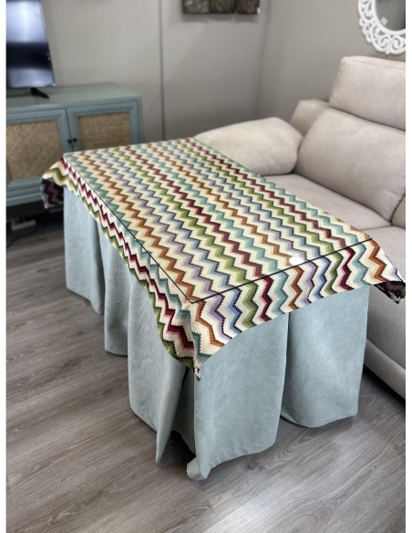 Ropa de Mesa Camilla Antimanchas Aterciopelada Triple Grueso Reforzada 10 pliegues Kumar Agua con Tapete Libélula