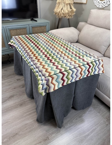 Ropa de Mesa Camilla Antimanchas Aterciopelada Triple Grueso Reforzada 10 pliegues profundos Gris con Tapete Deluxe Libélula